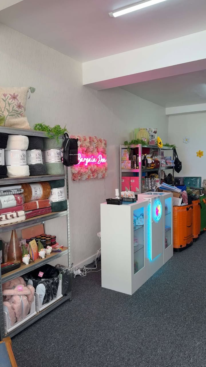 Soft furnishings and homeware displayed in the shop